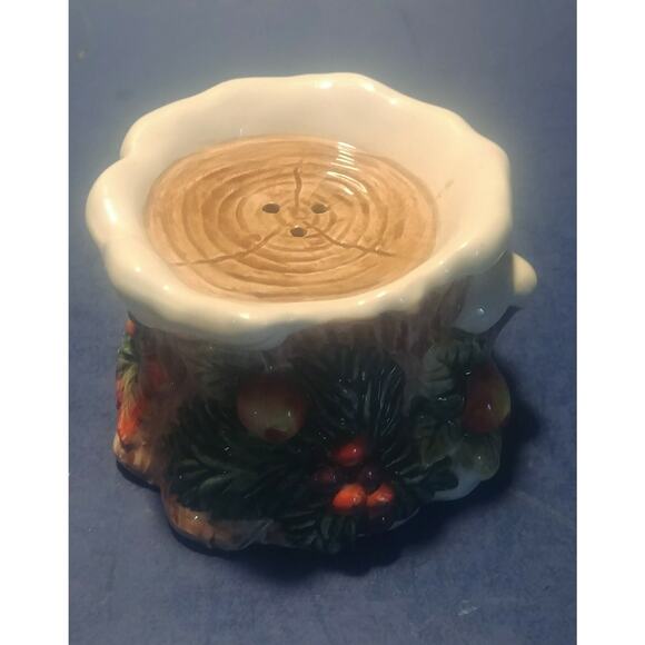 Rare Vintage 1996 Fitz & Floyd Christmas Tree stump Holiday Salt Shaker single - Picture 2 of 10